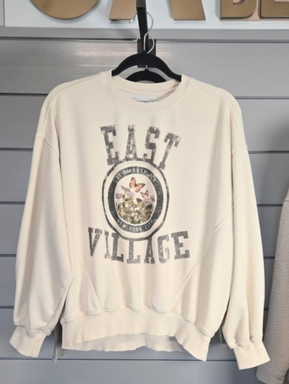 Cream 'East Village' Graphic Crewneck Sweatshirt